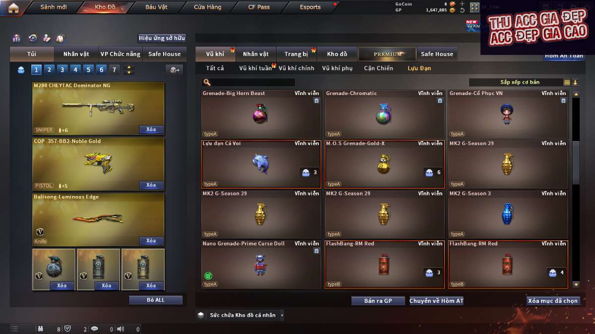 shop acc cf uy tin gia re